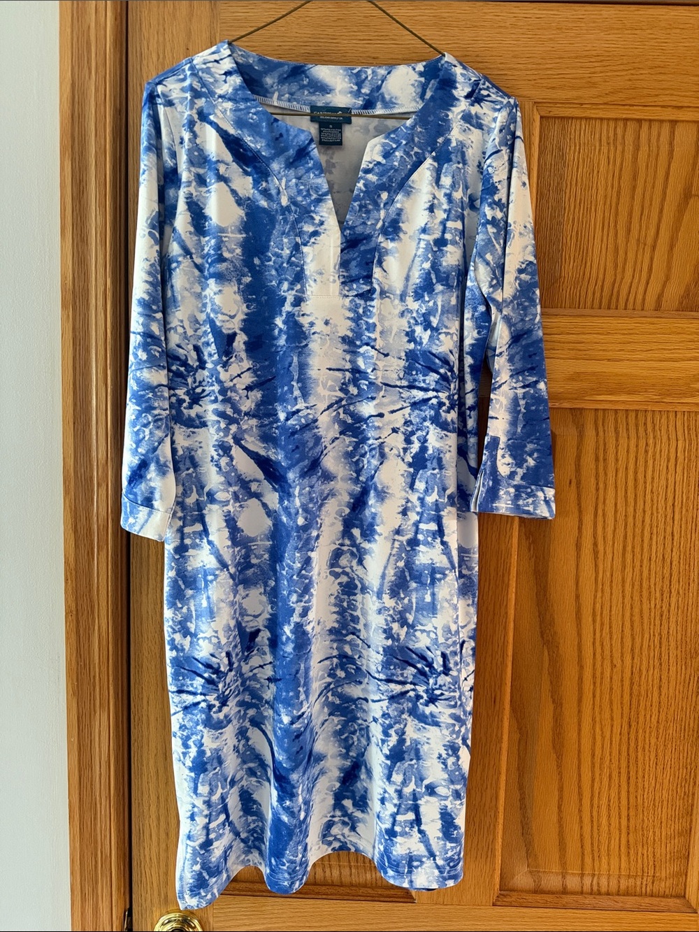 Blue and White Tie-Dye Shift Dress size Small Caribbean Joe